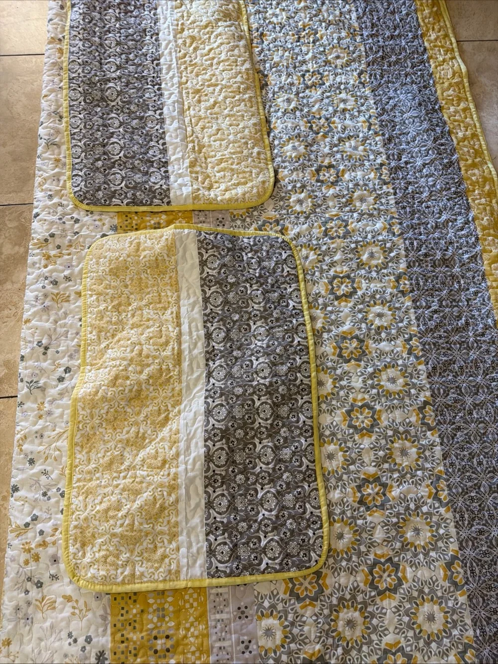 WONGS Queen 3-Pc Boho Quilt Set - Bohemian Patchwork Bedspread Coverlet 97x90”